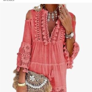 NWOT, Bohemian Pink Lace Dress